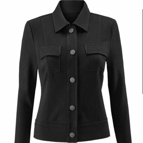 Cabi Ava Snap Button Ponte Jacket Black - Picture 2 of 13